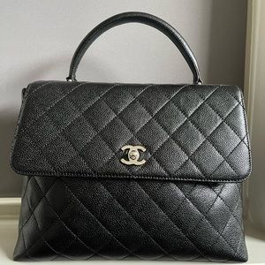 Authentic Vintage Chanel Top Handle Kelly Black Caviar Bag